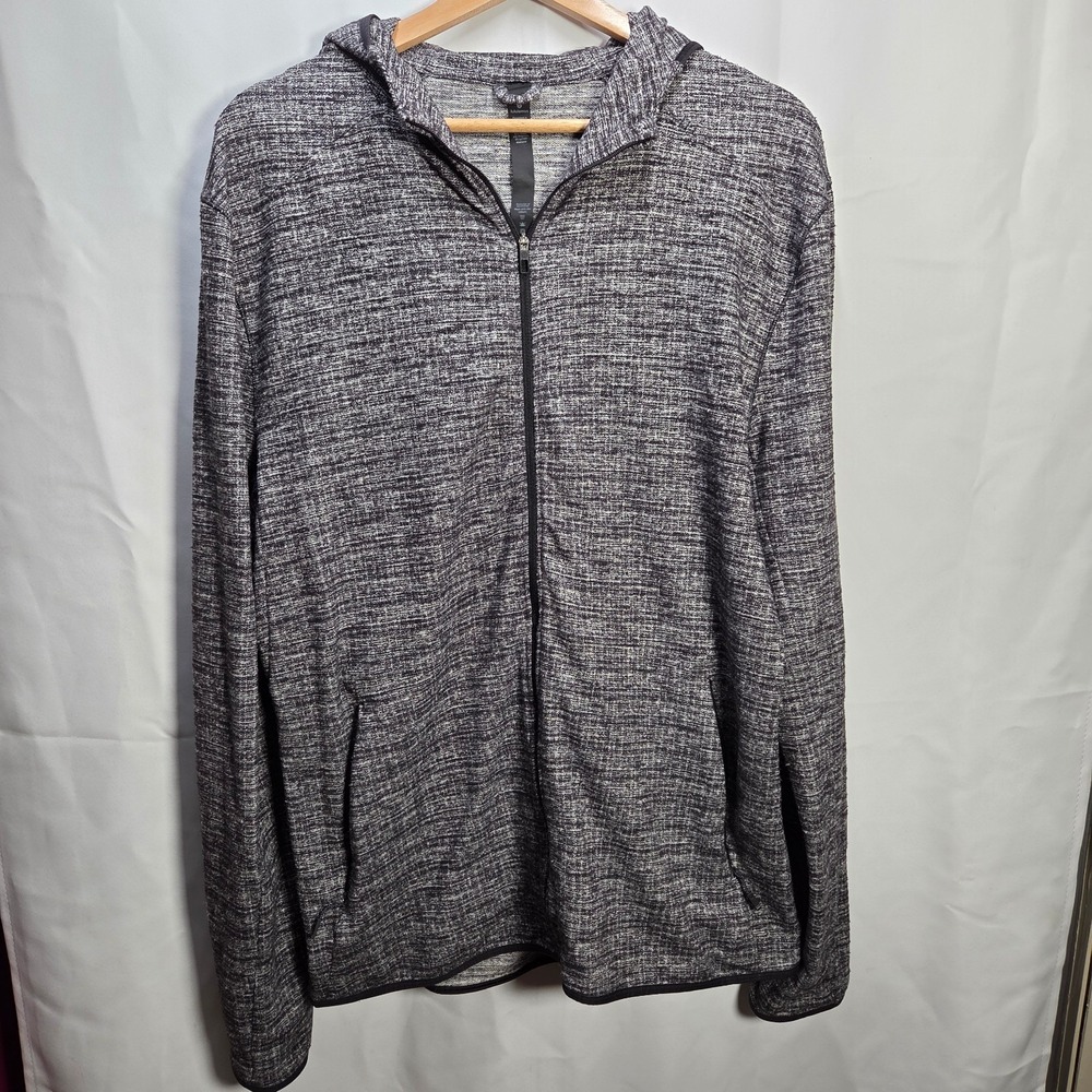 Lululemon Hooded Full Zip Jacket Men's Large Gray Black Nylon Blend Activewear